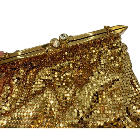 Vtg Gold Mesh Purse Evening Bag Duramesh 50s Hollywood Regency Art Deco USA - Picture 7 of 16
